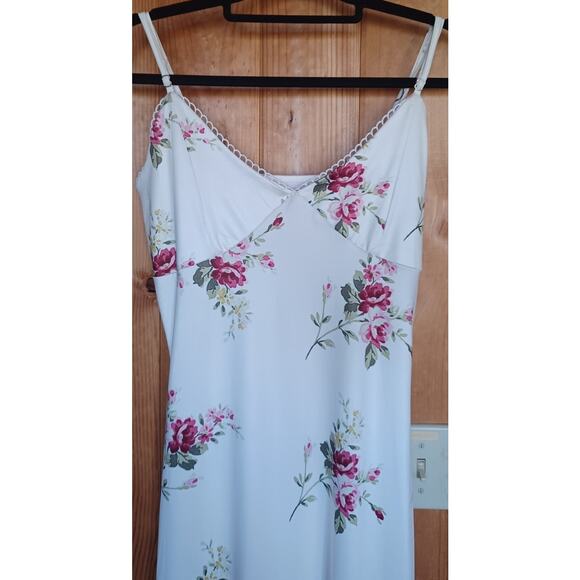 Y2K Baby Doll Maxi Slip Dress Size Small Cream Color Floral Pattern Coquette - Picture 6 of 9